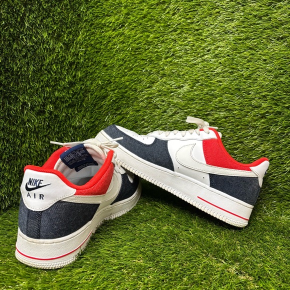 Size 8.5 Men’s - Nike Air Force 1 Low USA Blue Denim Red White 2021 DJ5174-100 - Picture 1 of 7